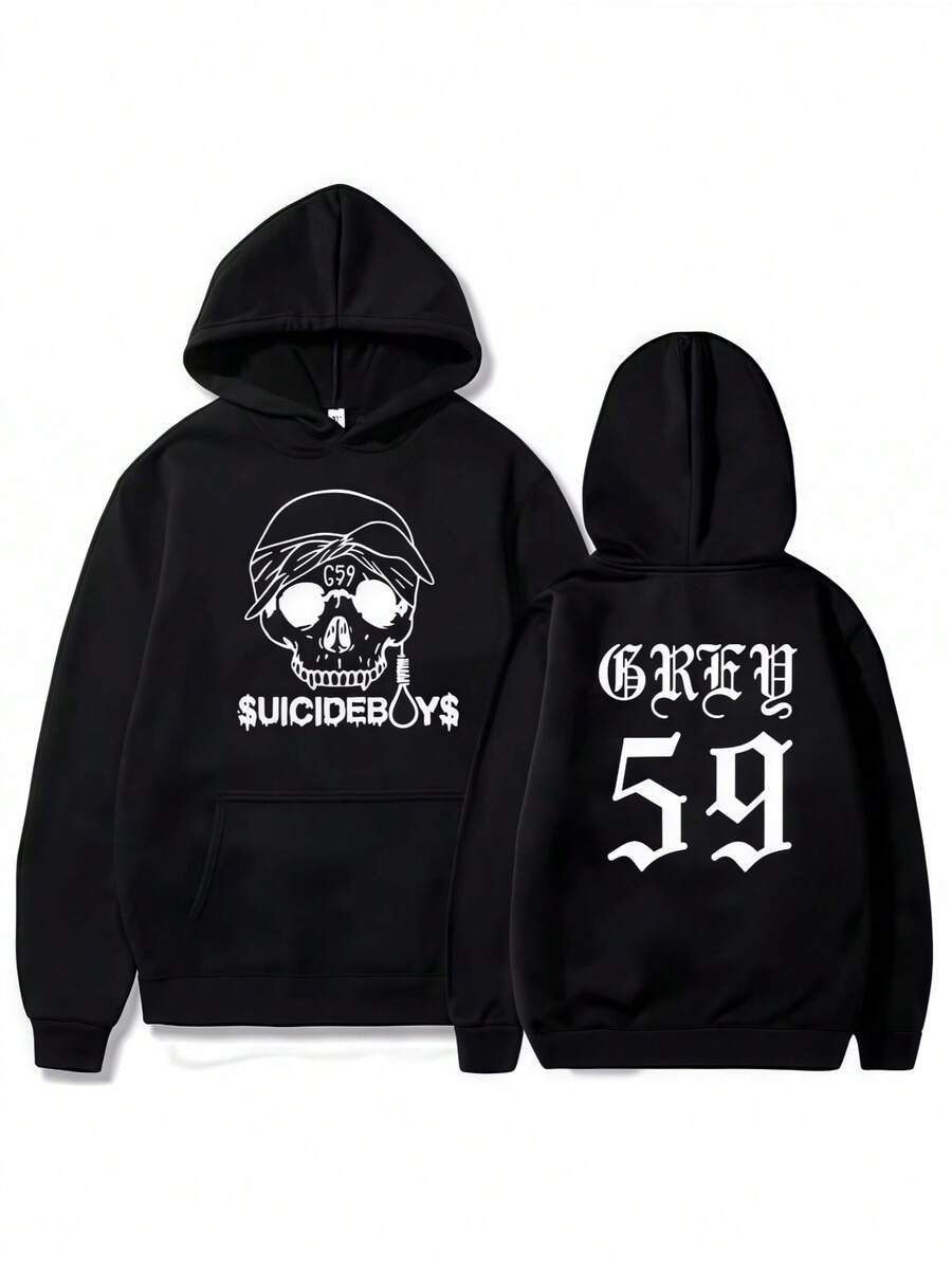 G59 Hoodies Print New Fashion Sweatshirt Hip Hop Casual Unisex Autumn Winter Fleece Streetwear Tops Male Sudaderas - Black - View 1