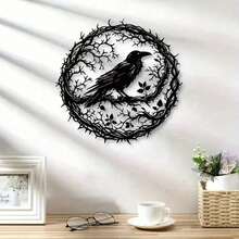 HELLOYOUNG Gothic Black Metal Crow Wall Art - Vintage Industrial Iron Bird Silhouette Wall Decor, Witchy Gothic Aesthetic For Living Room & Bedroom, Halloween & Celestial Themed Hanging, Unique Gift For Nature-Themed Cafe, Halloween Party, And Dark Academia Decor - Nhiều màu - Xem 7