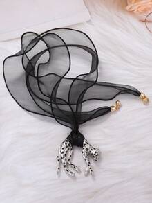 1pc Exaggerated Vintage Alloy Enamel 3D Leopard Pendant Mesh Sweater Necklace, Luxurious High-End Design Accessory - Silver Mesh Necklace - View 8