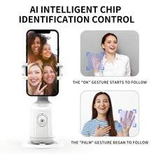 Auto Tracking Phone Holder, Auto Face Tracking Tripod, Portable All-In-One Smart Selfie Stick 360 Rotation Fast Face & Object Tracking Cameraman Robot Mount For Phone Video Vlog Live Streaming For Summer Vacation, Travel, Outdoor Activities, Live Streaming, Stable Recording Vacation Travel Outdoor Activities Live Streaming Vlogging Equipment 360° Rotation - White - View 6