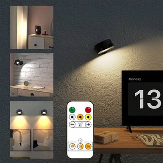 NBBUFF 1/2/4 Stücke LED Wandleuchten, magnetische Basis: 360° drehbar, einstellbare Farbtemperatur, Knopf- & Fernbedienung, Timer-Funktion, USB-Aufladung, geeignet für Wohnzimmer, Schlafzimmer, Flur, Nachttisch, Küche, Arbeitszimmer und Lesebereich