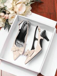 Women's Chunky Heel Sandals, New Versatile French Open Toe Square Toe Roman Sandals, Fashionable Outdoor Non-Slip Rubber Sole Gentle High Heel Ladies' Niche Design High-End Sandals - Beige - View 6