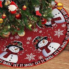 AKASENKO Falda para Arbol de Navidad,Tela de Felpa Faldas de árbol,Rojo Falda del árbol de Navidad,Muñde Nieve Navidad Decoración,Decoración de la de Navidad (Muñde Nieve, 48in/122) - Muñeco de nieve - Ver 2