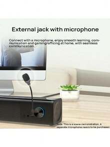 HP WS10 Pro Speaker, A Long Desktop Speaker With A Subwoofer And Surround Sound For Home Use, Including Colorful Lights For Gaming And Esports. - Black - View 3