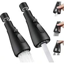 Aireador de Fregadero,Filtro Grifo Cocina,Atomizador Grifo,Difusor Grifo Cocina,360 Grados Aireador de Grifo con 3 Modos,Antisalpicaduras (Plata-A) - Negro-C - Ver 13