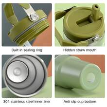 30oz/900ml Stainless Steel Straw Tumbler, Vacuum Insulated Travel Water Bottle, Sports Water Cup, Coffee - Multicolor - View 7