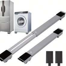 2 Metal Slider Pieces for High-Resistance Household Appliances, Adjustable Wheels to Move Furniture for Refrigerator, Washer, Dryer, Dishwasher - White - Blanco - Ver 1