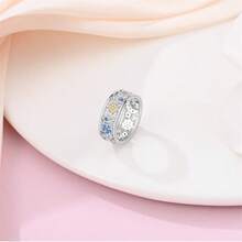 1pc 925 Sterling Silver Ring Sun Moon Star Hollow Ring Super Shiny Finger Jewelry Accessory Inlaid Shiny Zirconia - Multicolor - View 5