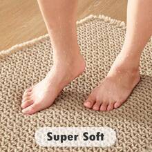 Upgraded Waffle Bath Mat Set Of 2, Super Absorbent Non Slip Bath Mats For Bathroom Floor, Machine Washable Boho Bathroom Rugs Set 2 Piece With Tassels, Soft Bathroom Mat Set, 17" X 24" Plus 24" X 36" - 棕色 - 查看 2