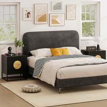 1/2 PCS Fluted Nightstand With 2 Drawers With Pine Wood Handles & Metal Frame For Bedroom Black/White - Black - View 2