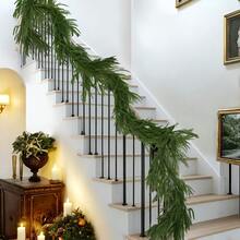 1/2/4pcs 180cm/6ft Faux Norfolk Pine Wreath - Realistic Evergreen Branches And Pine Needles, Durable Plastic, Suitable For Indoor And Outdoor Christmas, Halloween, Wedding, And Party Decorations - Maintenance-Free Pine-Like Wreath, Suitable For Tables