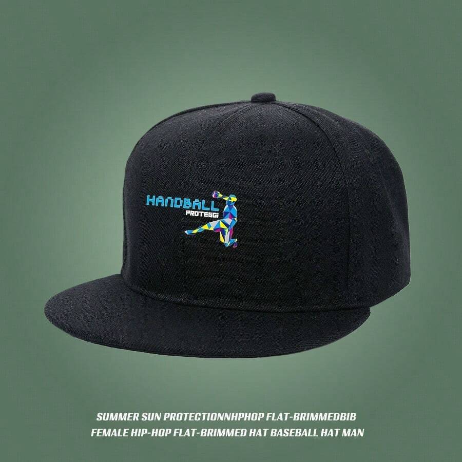 Modern men's colorful corona caps with a handball pattern and design large head around low cap duck cap duckville cap visual graphic print retro low cap Baseball cap baseball cap snapback small head around snapback cap fashionable sports ball cap unisex flat bill cap breathable snapback cap haphop baseball cap - ブラック - チェックする 1