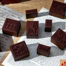 木质印章套装盒，DIY剪贴簿日记装饰用品木质印章 - 彩色 - 查看 2