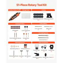 51-Piece Rotary Tool Kit, 200W Mini Power Rotary Tool Corded, 8000-40000RPM Multi-Purpose DIY Tools With Universal Chuck For Engraving, Sanding, Grinding, Polishing, Cutting, DIY Crafts - Stepless Speed Regulation - View 4