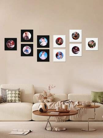 5pcs 4x4 Inch Photo Frame Wall Decor, Suitable For Living Room, Bedroom, Corridor, Sofa Wall, Minimalist & Elegant Wall Decoration, Adhesive Included