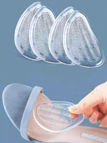 HALF INSOLE 2 Pairs Forefoot Insert Cushion Pads For Women Shoes Anti Slip Silicone Foot Pain Relief Pads For High Heels Sandals Gel Shoe Insoles For Women High Heels Women Pumps And Men Sneakers Shoes Summer Daily Wear - 無色 - 查看 1