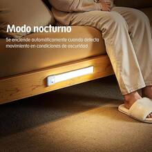 Tira de Luz LED con Sensor de Movimiento, 3 Modos, 3 Temperaturas de Color, Brillo Ajustable, Luz LED Recargable Portátil, Gabinete, Cocina, Armario, Escalera y Alacena (4 Piezas) Luz LED - Blanco - Ver 5