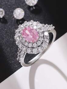 1枚波西米亚风优雅奢华立方氧化锆戒指，适合订婚、结婚、情人节、生日礼物、日常佩戴、派对、送给爱人、周年纪念日 - 銀色 - 查看 11