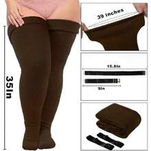 Plus Size Thigh High Socks For Thick Thighs Women- Thigh Highs Widened Extra Long Thick Knit Socks,28431938 - Cà phê nâu - Xem 2