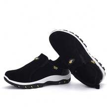 Men Fashion Brand Waterproof Hiking Shoes Leather Outdoor Sneakers For Men Flat Sport Casual Shoes Non-Slip Cilmbing Shoes  Plus Size - 黑色 - 查看 7