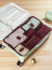 6pcs/Set Travel Packing Cubes, Travel Essentials - Clothes, Shoes, Cosmetics, Toiletries Organizer Bags, Toothbrush Cup, Bra Bag, Underwear Bag, Makeup Bag, Toiletry Bag, Tote Bag, Storage Containers, Cruise Essentials, Closet Organizers, Gifts For Her, College Dorm Essentials, Luggage, Airplane Travel Necessities, Cruise Supplies, Garment Bags, Travel Organizers, Women Travel Bag ,Travel Essential Bag - Multicolor - View 6