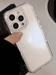 TPU Bling Rhinestone Bling Rhinestone TPU Fashion Rhinestone 1pc Transparent TPU Rhinestone Bumper Phone Case Compatible With Apple 11/12/13/14/15/16/16 Pro Max, Clear Back Hard Protective Cover, Compatible With IPhone 17/17 Pro/17 Pro Max/Air Birthday Gift Party Mom - Clear - View 6