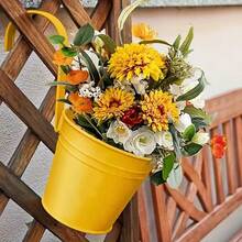 1/3/5/10个装，彩色悬挂式水桶，带可拆卸手柄的栏杆花盆，小型金属花盆，适用于花园、厨房的多功能迷你储物桶，带排水孔，悬挂式铁桶，收纳整理，家居装饰，房间装饰，实用置物架（颜色随机） - 彩色 - 查看 7