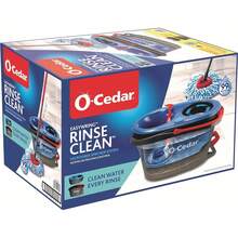O-Cedar RinseClean Spin Mop & Bucket System + 2 Extra Mop Heads |   Clean With Water |   Removes 99% Of Bacteria Plastic - Bộ lau nhà xoay Rinseclean và xô + 1 bình chứa nước thay thế bổ sung - Xem 2