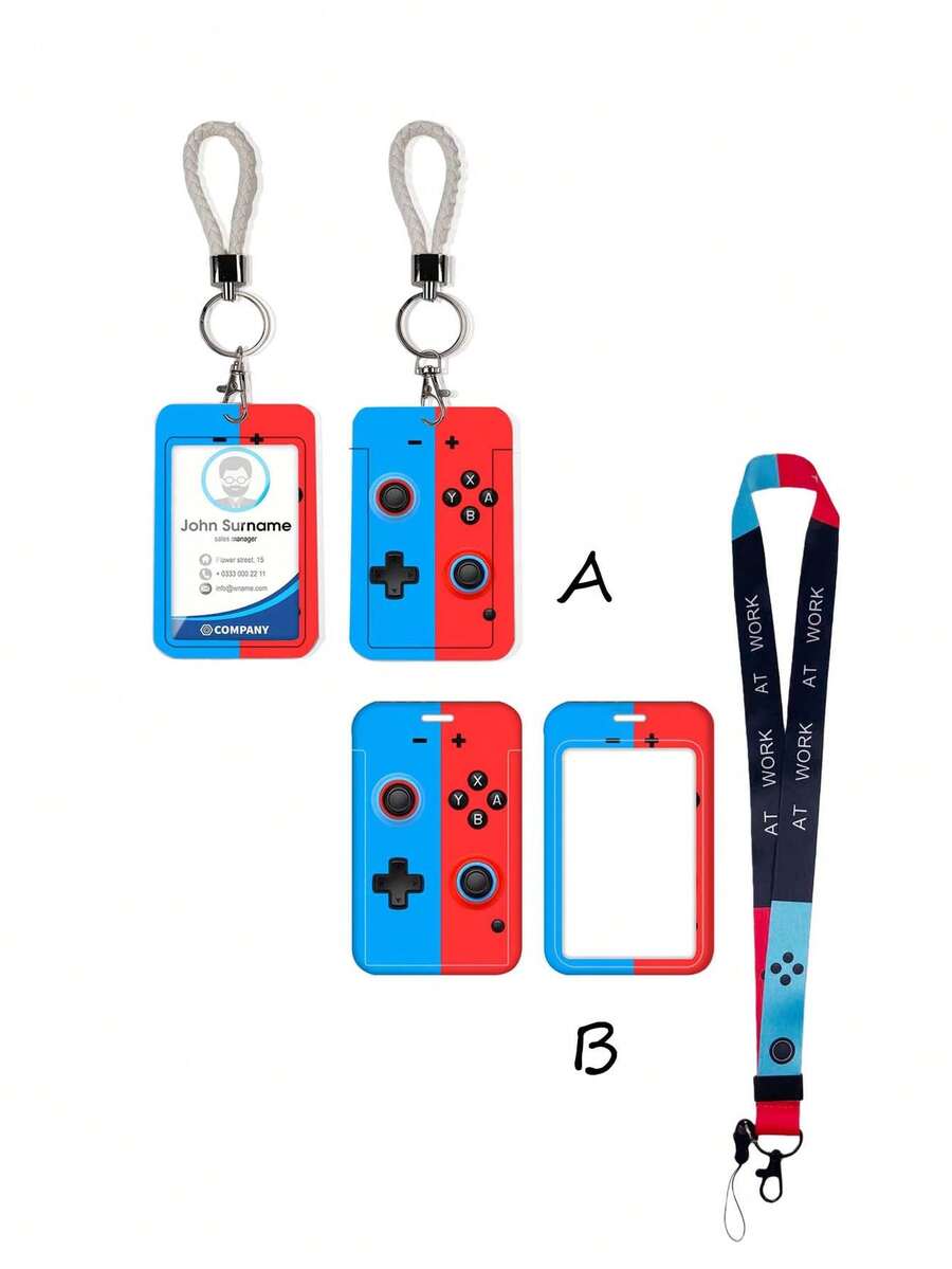 1pc ABS Game Controller Shaped Fashionable Keychain Pendant, Bag Charm, ID/Card Holder, Suitable For Gifts And Daily Use - Multicolor - View 1