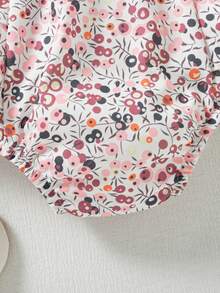 Conjunto de body floral rosa lindo con mangas con volantes, calcetines con lazo y diadema para bebé niña en verano - Blanco - Ver 10