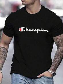 100% Algodón Unisex Cuello Redondo Manga Corta - Camisa T unisex. Para hombres. Manga corta. Camisa T de manga corta. Ropa de primavera. Ropa de verano. Prenda de vestir. Prenda superior. Ancho. Silueta grande. Diseño con estampado. Regalo. Regalo. Estilo street. Primavera. Verano. Otoño. Invierno. Para hombres. Camiseta casual de manga corta con cuello redondo y estampado de letras - Negro - Ver 7