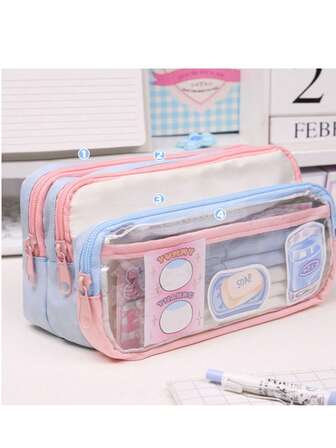 1pc Cute Pencil Case Cartoon Large Capacity Pencil Case Japanese And Korean Student Pencil Case Boys And Girls Pencil Case, Pencil Case, Multi-Function, Simple Pencil, Pencil Case, Makeup Case, Pencil Case, Washing Case, Pencil Case, Pencil Case, Pencil Case, Simple Pencil Case