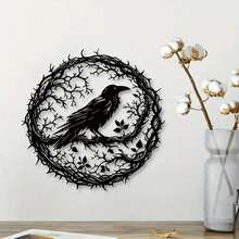 HELLOYOUNG Gothic Black Metal Crow Wall Art - Vintage Industrial Iron Bird Silhouette Wall Decor, Witchy Gothic Aesthetic For Living Room & Bedroom, Halloween & Celestial Themed Hanging, Unique Gift For Nature-Themed Cafe, Halloween Party, And Dark Academia Decor - Nhiều màu - Xem 9