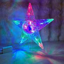 Estrella de Navidad luminosa para punta de árbol 21 cm con base de 25 cm – Luz blanca, cálida y multicolor con figura decorativa - Multicolor - Ver 2