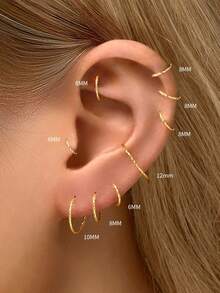 Silver No Clasp Hoop Earrings | Cartilage Small Hoop Earrings Set For Women Men Girls | Hypoallergenic 925 Sterling Silver Tragus Earrings Nose Lip Rings | Huggie Earrings Jewelry For Party Birthday Gift With Beautiful Gift Box | 4 Size Options(Diameter-6mm/8mm/10mm/12mm) | Not Suitable For Pierced Ears That Have Not Yet Healed