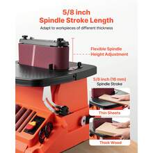 Oscillating Belt And Spindle Sander, 2400RPM Benchtop Spindle Sander With 5/8" Stroke, 5 Sleeves (1/2" - 2") & 24" X 3.86" Sanding Belt For Woodworking, Furniture Finishing, DIY Projects - 2400RPM 45° 18.5*16.5inch - View 4