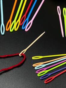 1 Set Of 5/50 Pcs Plastic Safety Needles, Includes 5.5cm, 7cm, 9cm Sizes, Felt Needles, Tapestry Needles, Needles And Crochet Hooks - Multicolor - View 5