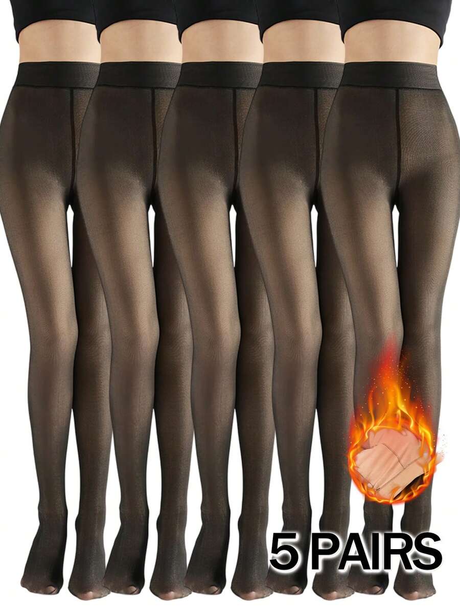 5 Packs Of 200 Grams Of Velvet Stockings Thickened And Warm, And Make You Look Slim And Base Socks In Autumn And Winter, And High Waist, Belly-Tightening And Hip-Tightening.