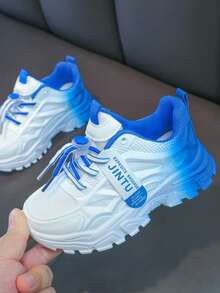 Boys & Girls Running Shoes, Casual Sports Sneakers With Hook & Loop Closure, Lightweight Mesh Upper, Striped Pattern, Low-Top Design, Suitable For Daily Wear, Running And Leisure Activities - Spring/Autumn/All Season - Blue - View 6