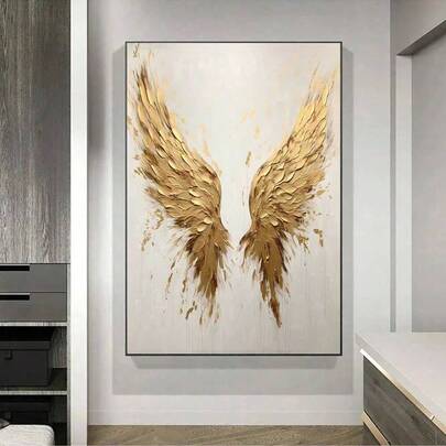 1pc Golden Wing Canvas Art Posters: Modern Abstract Wall Art For Living Room Bedroom, Home Decor, Unframed Poster, Gift For Office, Bedroom, Or Cafe