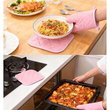 4pcs Washable Heat-Resistant Gloves And Pot Holders Set, Home Heat-Resistant Set, Baking Heat-Resistant Set, Suitable For Kitchen Baking And Cooking, Household Kitchen Stove Heat-Resistant Kitchen Essentials, Home Must-Haves - Multicolor - View 8