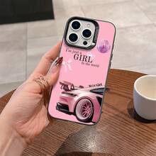 Soy solo una niña y este estuche de teléfono con diseño de coche rosa es adecuado para modelos de for  16, 15, 14, 13, 12, 11 Pro Max, X, XR, XS Max, 8 y 7 Plus, con un acabado mate para protección contra caídas. - Color 1 - Ver 3