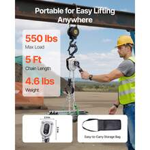 Manual Lever Chain Hoist, 1/4T 550LBS Capacity Heavy Duty Come Along, 5FT Lift G80 Alloy Steel Chain With Dual Pawl Mechanical Brake,360°Rotating Hooks, For Warehouse Construction Garage - 1/4T 550LBS 5FT - 查看 2