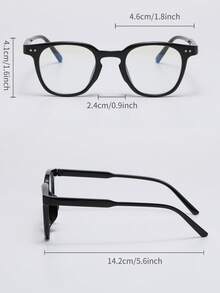 Men & Women's Square Black Plastic Frame Glasses - Fashionable Blue-Light Blocking Plain Lens Eyewear, Suitable For Computer, Gaming, TV & Mobile Daily Use - 黑色 - 查看 4