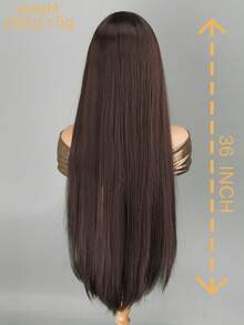 36英寸长直发合成纤维假发，棕色分层假发，中分刘海，外观自然，耐热纤维材质，适合日常、派对、情人节、音乐节、万圣节角色扮演等场合。