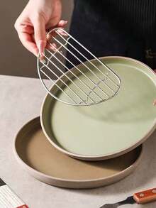 1个304不锈钢半圆形沥水架，炸薯条鸡肉饼网状滤网架 - 銀色 - 查看 3