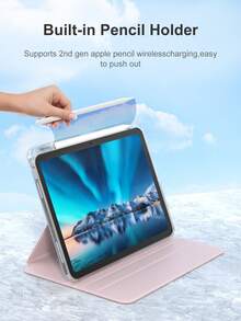 Rotate Case Compatible With Ipad A16 11th/10th Generation, Air 4th/5th 10.9, Air 11 M2/M3 2024 2025, 7th/8th/9th 10.2" 9.7 Inch, Pro 11, Mini 4/5/6, Pro 12.9/Air 13 Tablet PU Leather Transparent Acrylic 360 Degree Clear Cover, Pink - Baby Pink - View 4