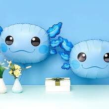 6-Pack 34-Inch Axolotl Balloons For Birthday Party Decorations - 藍色 - 查看 3