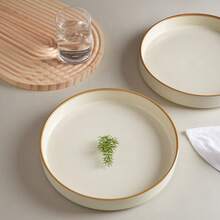 Richmount 4-Piece Stoneware Pasta Bowl Set(Set For 4) - Vanilla trắng viền nâu - Xem 3