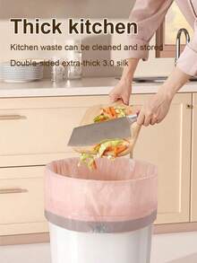 100 piezas Bolsas de basura con cordón gruesas y duraderas - Bolsas de basura de polietileno portátiles y gruesas, adecuadas para cocina, baño, dormitorio y sala de estar, organización del hogar | Diseño de moda | Cierre con cordón, con dispensador de bolsas de basura - Multicolor - Ver 4